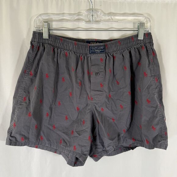 Polo Ralph Lauren Boxer Shorts Men's medium Grey Pull On 100% Cotton - Picture 1 of 6